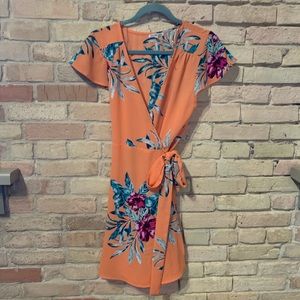Orange and Floral Warp Dress